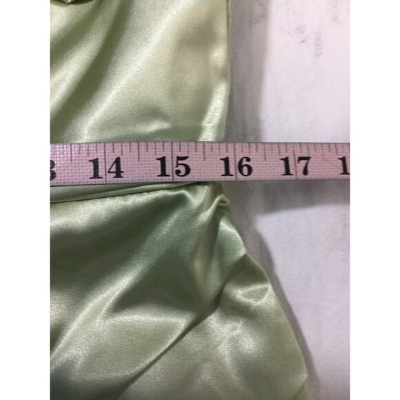 FORMAL PARTY SZ 12 L Green Satin Cow Lace Up Corset Draped Maxi Dress NEW B125 - Picture 6 of 8